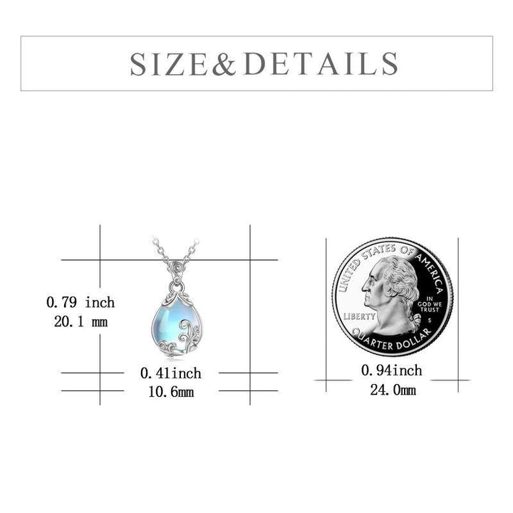 Sterling Silver Moonstone Filigree Teardrop Necklace Jewelry - Phantomshop21
