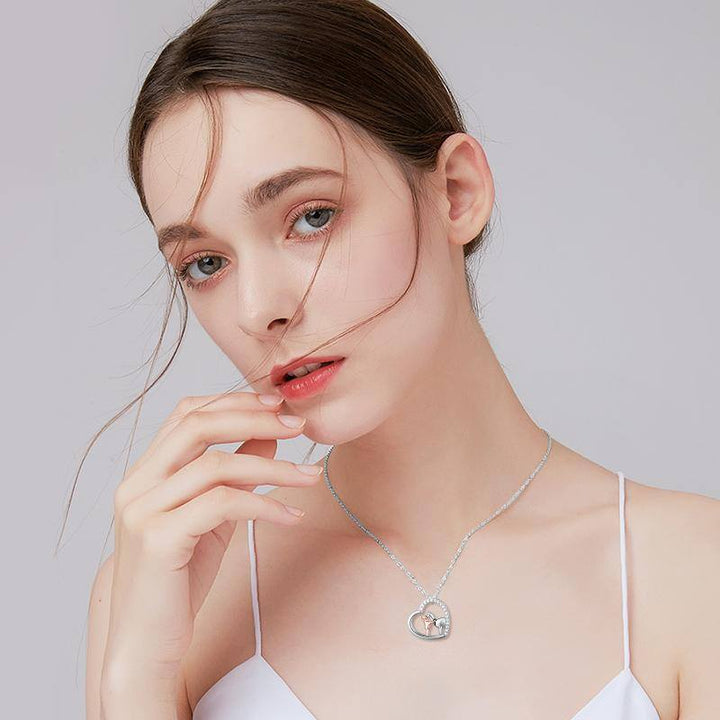 925 Sterling Silver Alpaca Llama Necklace Animal Heart Pendant Jewelry Gifts for Women Girls - Phantomshop21