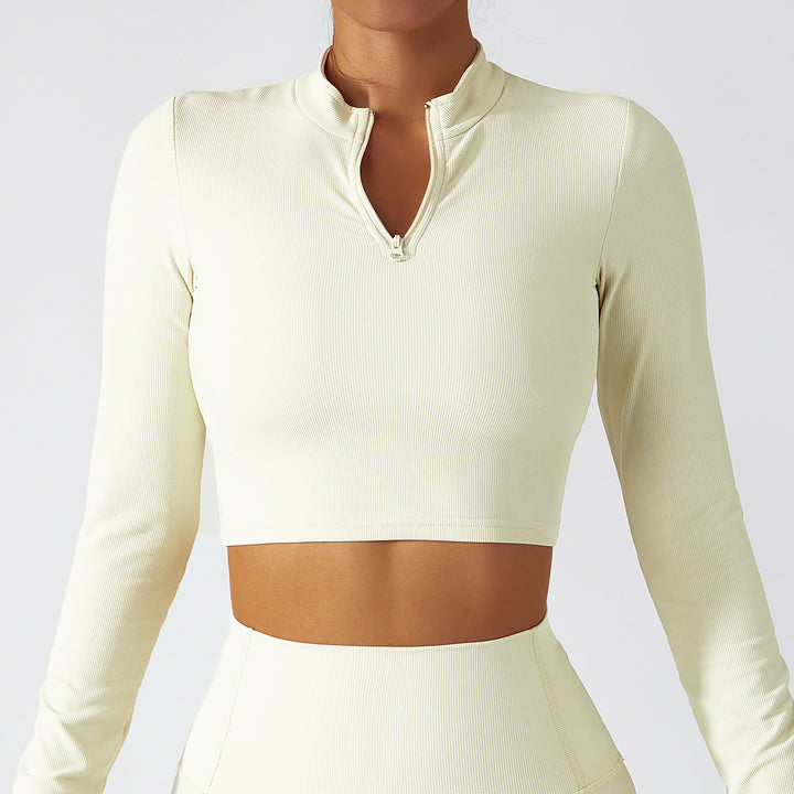 Stand Collar Zipper Long Sleeve Yoga Wear Women Quick Dry Tops - Phantomshop21