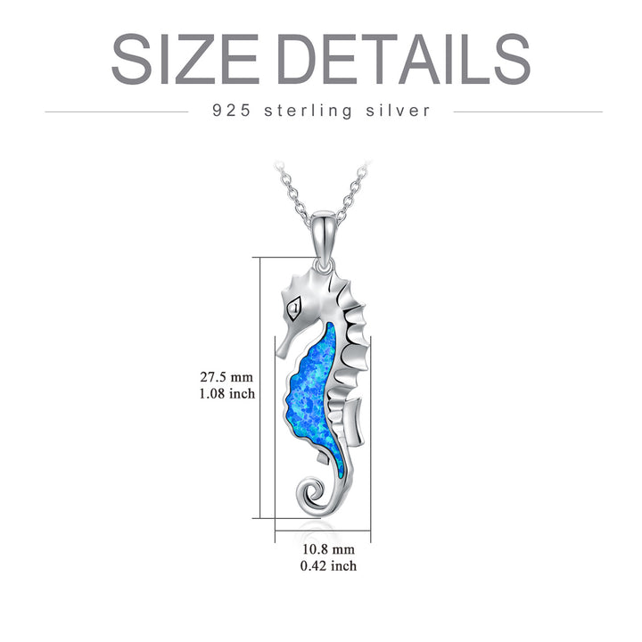 Seahorse Necklace 925 Sterling Silver Opal Seahorse Pendant Jewelry Gifts for Women - Phantomshop21