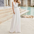 Summer New Sleeveless V-neck Slim Casual Lace Elegant Long Jumpsuit Clothes For Women White Jumpsuits For Women Korean Fashion - Phantomshop21