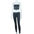 Black And White Color Contrast Suspender Top Exercise Leggings Two-piece Yoga Suit - Phantomshop21