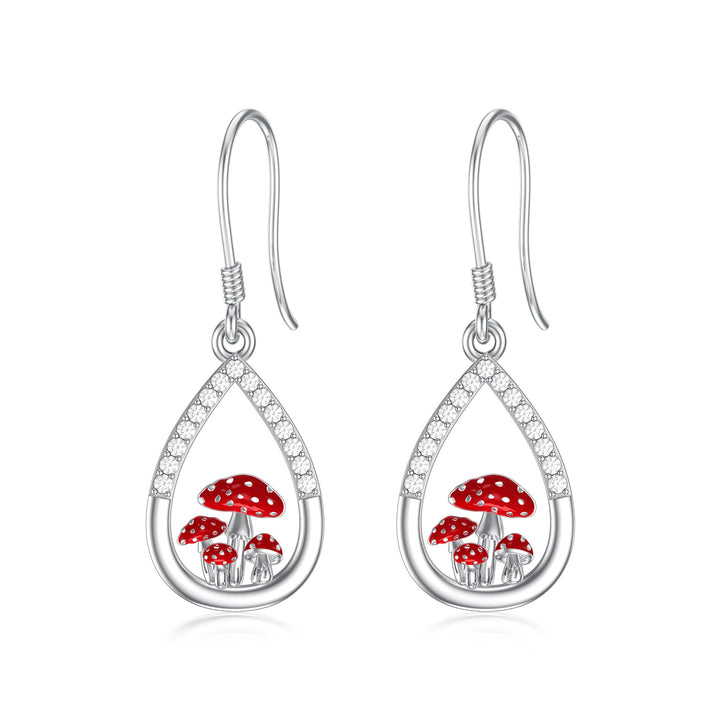 Mushroom Earrings 925 Sterling Silver Mushroom Dangle Drop Earrings Mushroom Jewelry Gifts for Women - Phantomshop21