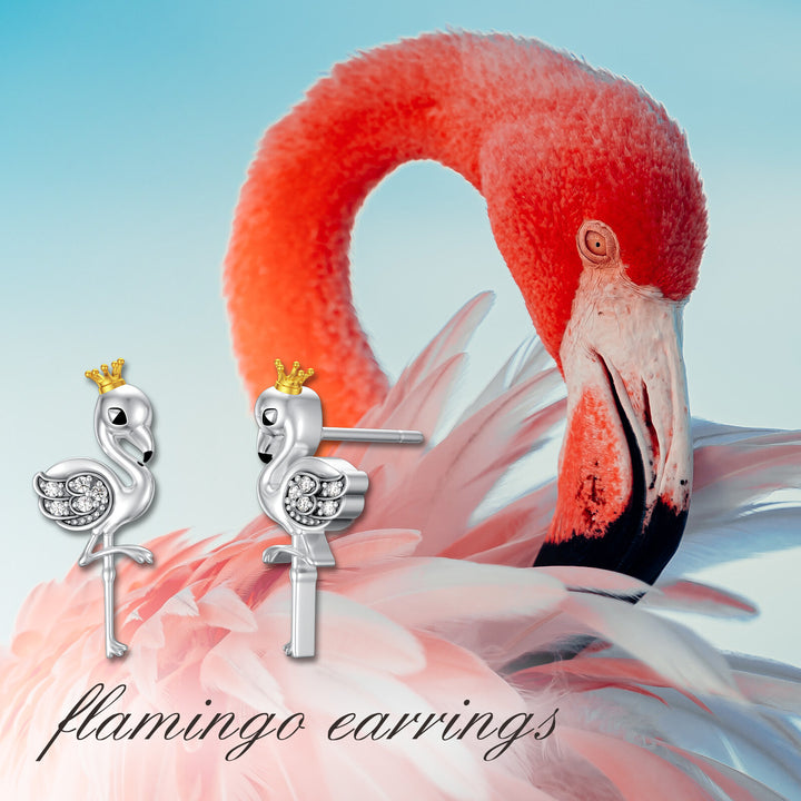 Flamingo Earrings 925 Sterling Silver Flamingo Jewelry Stud Earrings Gifts for Women Girls - Phantomshop21
