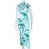 V-neck Halter Neck Digital Printing Medium Long Elegant Dress - Phantomshop21