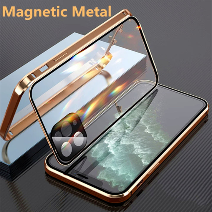 Compatible with Apple , Mobile Phone Shell Metal Frame Buckle Double-sided Glass